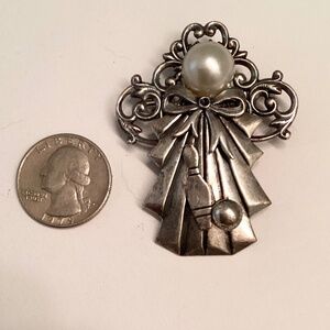 BOWLING ANGEL…. Silver tone guardian Angel pin… hand crafted